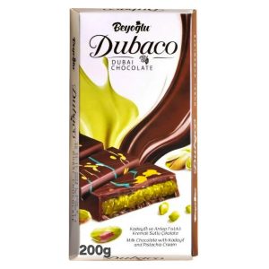 Tablette de chocolat BEYOGLU DUBACO Dubai à la crème de pistache, bloc de 200 g