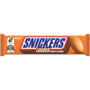 Barre chocolatée SNICKERS Loaded aux cacahuètes et caramel 45 g