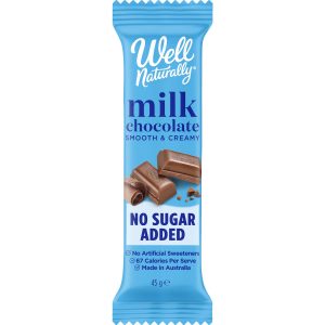 Barre de chocolat au lait sans sucre ajouté WELL NATURALLY 45 g