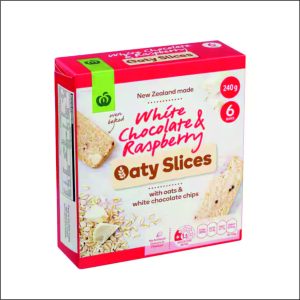 Barre céréales Woolworths, choco blanc framboise 240g