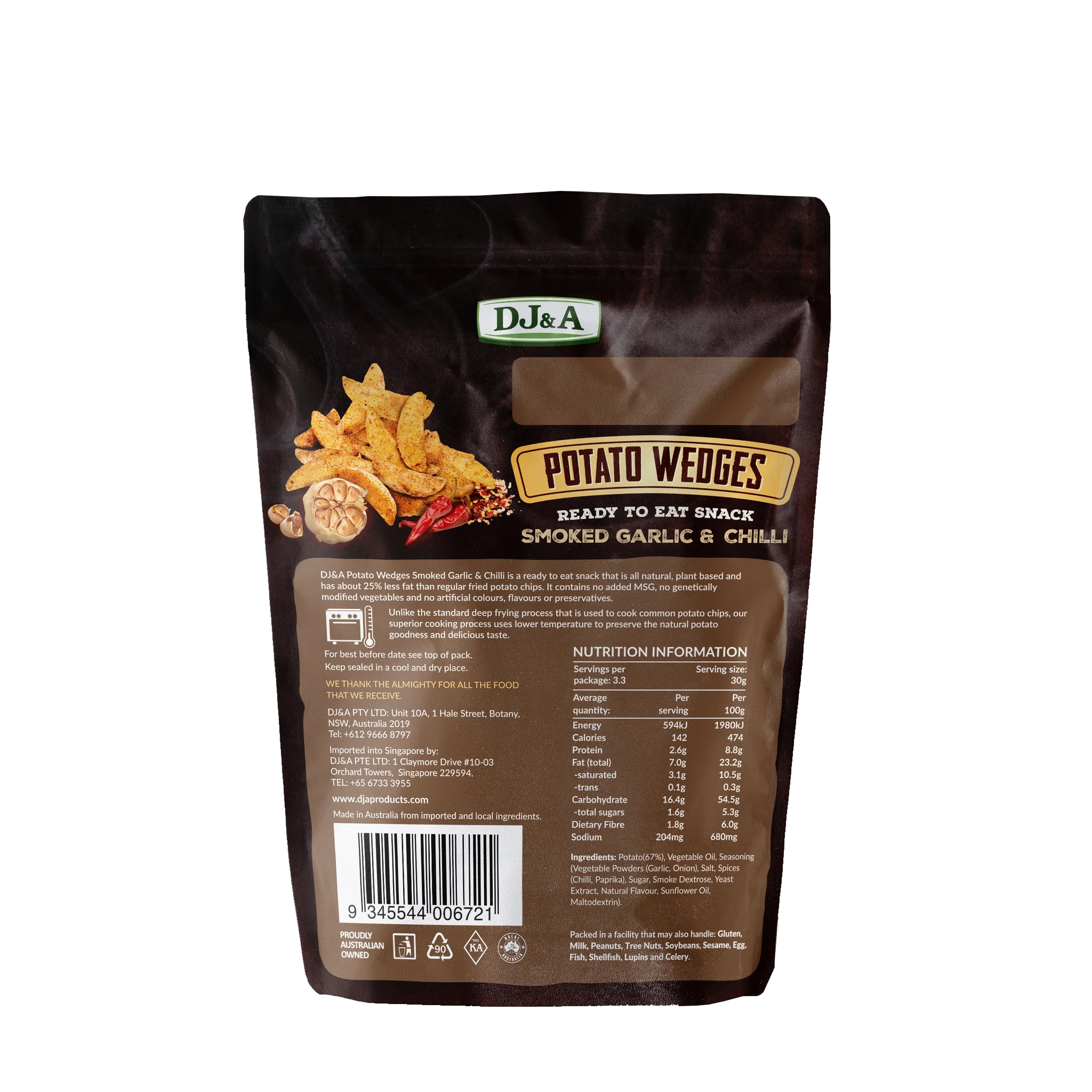 Potato Wedges, Smoked Chilli & Garlic, 100g DJ&A – Image 2